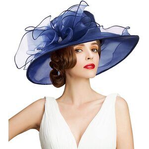 8849 Organza Kentucky Fascinator Hat- Women’s Wide Brim Derby Church Bridal